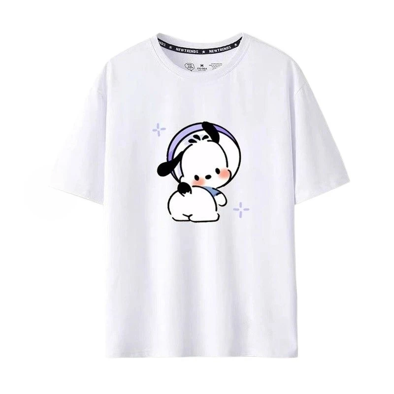 

Sanrio Summer Baby Girls 100% Cotton Clothes Kid Children Boy Cute Pochacco Printed T-shirts Cartoon Short Sleeve Top Outfits