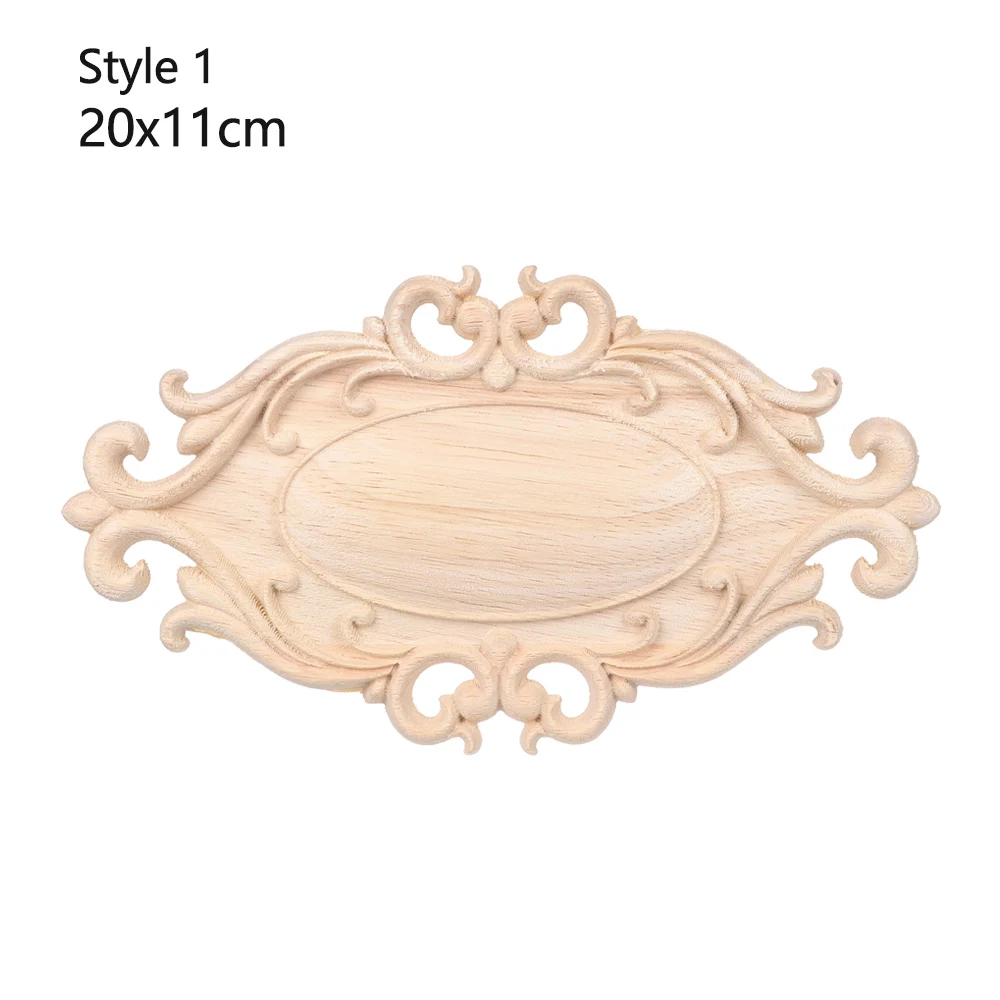 1Pc Multi-styles Furniture Parts Wall Door Wood Carved Wooden Figurines Crafts Corner Appliques Frame Woodcarving Decorative