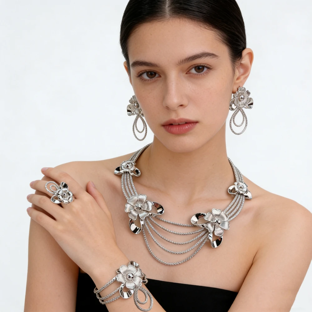 

Новейшее бразильское изысканное красивое ожерелье ручной работы, аксессуары для свадебной вечеринки, модный женский комплект ювелирных изделий FHK24851