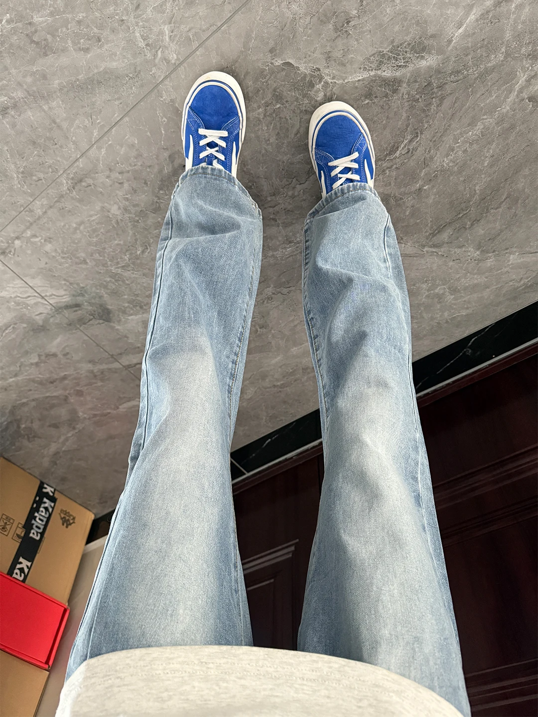 

Light Blue Men's Straight Leg Jeans High Street American Sle OOTD Leg Lengthening CleanFit Knife Straight Leg Pants
