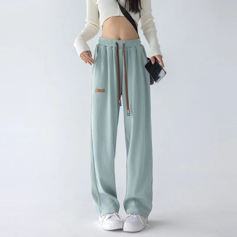 Oversize Summer Elastic Green Casual Hippie Pants Baggy Sweatpants Streetwear Women High Waist Straight Wide Leg Trousers