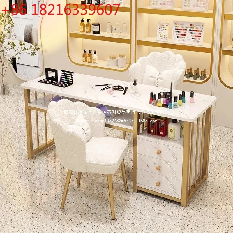 Single table Rectangle Japanese light luxury double table Household manicure table and chair combination