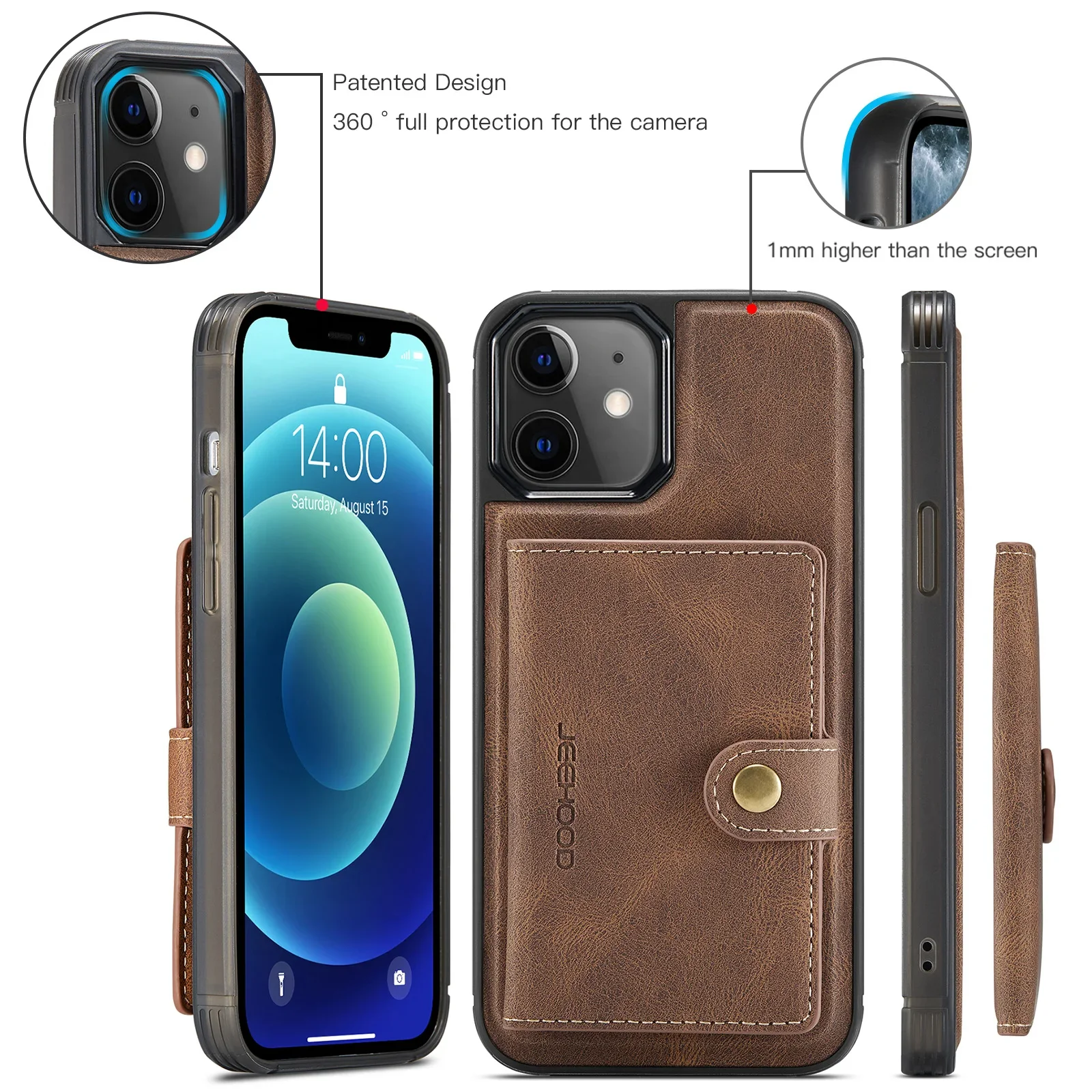 Detachable Card Slot Phone Case for iPhone 16 15 14 Pro Max 12 Mini 13 11 XR XS 7 8Plus Se 2022 Flip Leather Magnet Wallet Cover