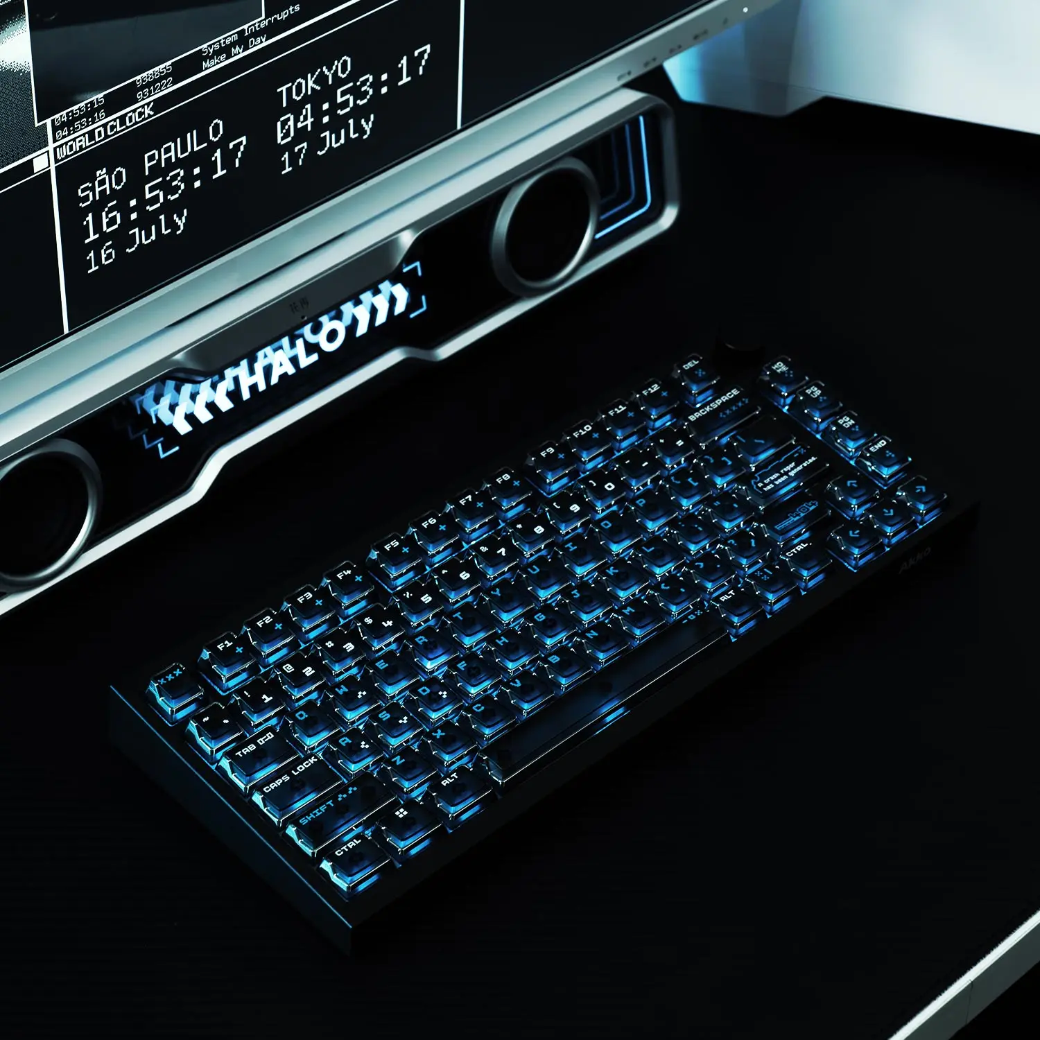 Akko Keycap Set Quantum Horizon 126-Key ANSI Layout Cherry Profile Double Shot High-Transparency PC Mirror-Electroplated Keycaps
