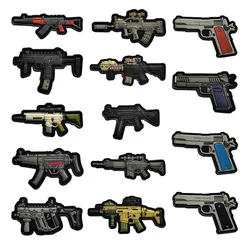3D PVC Rubber Morale Patches Mini Gun Pistol,Rifle Army Badge Stickers,Military Tactical Hook Patch For Backpack,Skill Tabs