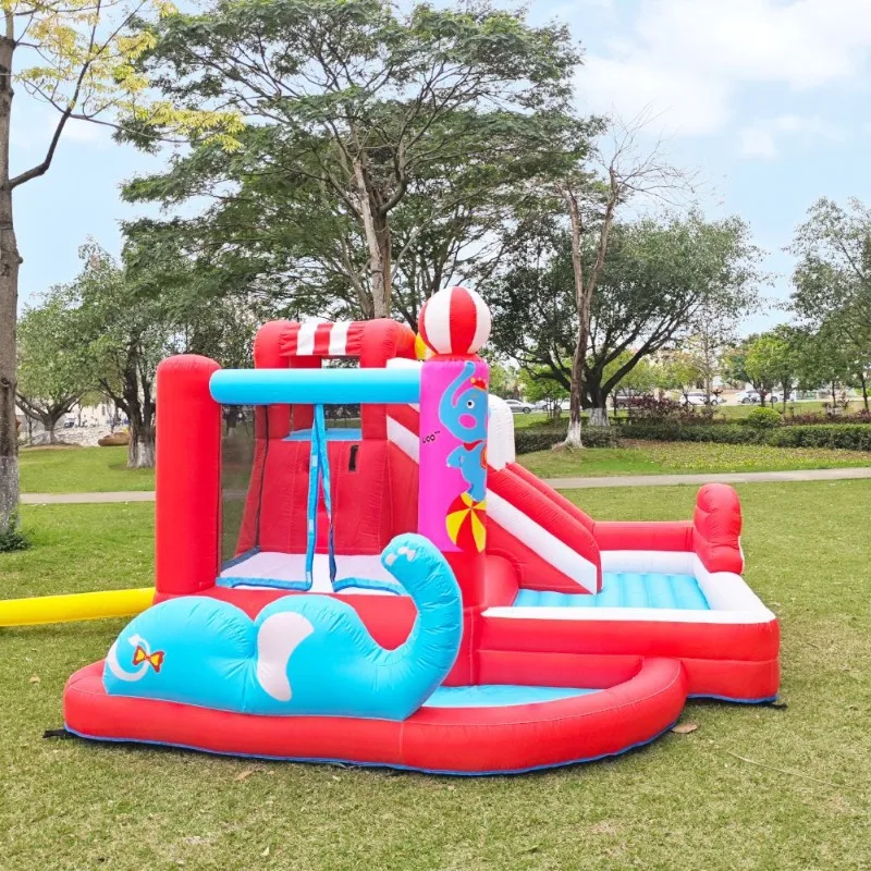 

Mini Combo Playground Trampoline Slide Inflatable Bounce House Circus Elephant Kids Backyard Party Indoor Outdoor Bounce House