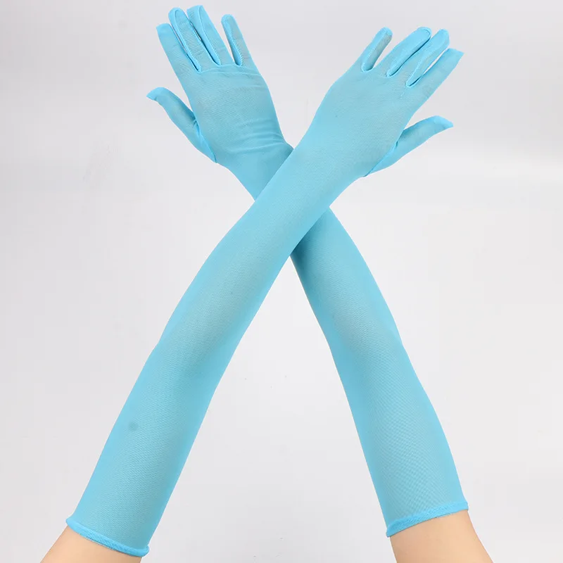 55CM Sexy Spitze Dünne Hohl Transparent Lange Handschuhe Atmungsaktive Net Garn Frauen Mann Bühne Leistung Party Cosplay Elastizität – Detail 7