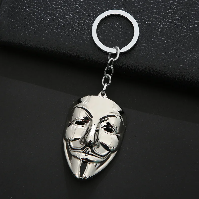 keychain anonymous Moive Jewelry V for Vendetta Anonymous Mask Hip Hop Pendant Hacker Mask Alloy Keychain Fashion Gaes Chaveiro