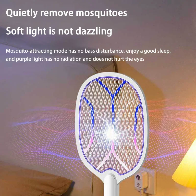 Potente matamoscas eléctrico, recargable por USB, para el hogar y al aire libre, raqueta antimosquitos multifuncional, suministros para el Control de plagas