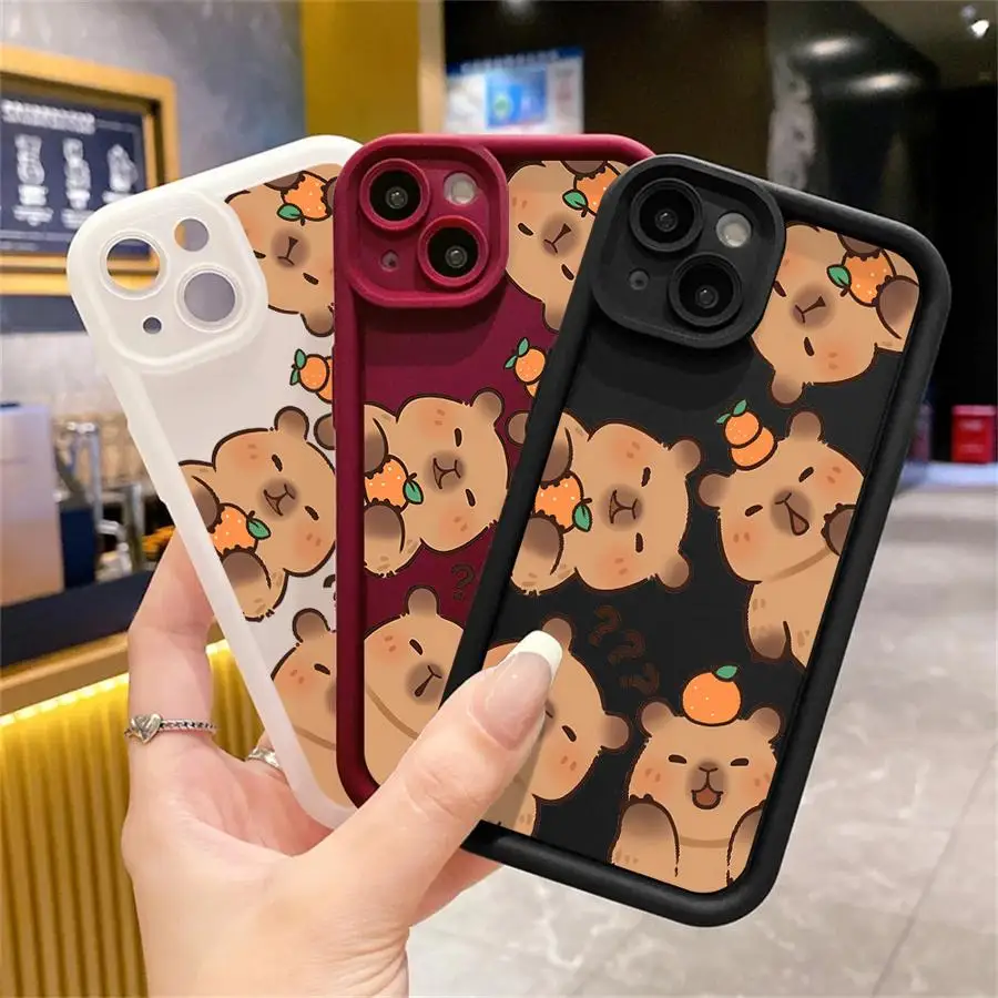 Cartoon Cute Capybara Phone Case for iPhone 11 12 Pro Max 13 Plus 12 11 Pro 13 Mini XS Max X XR 7 8 Plus Soft TPU