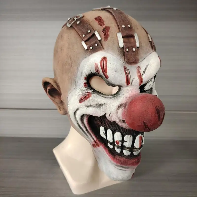 Máscara de payaso asesino retorcido para Halloween, película Cosplay, demonio de terror, máscara de payaso de látex, fiesta de Carnaval, Casa Encantada, máscara asesina de terror