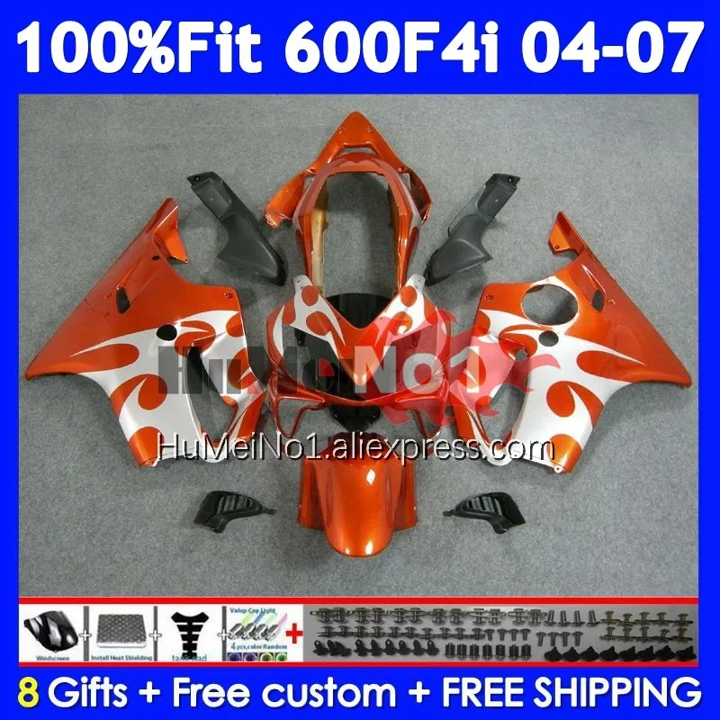 Injection Body For HONDA CBR600 CBR Silver Orange 600 F4i 600F4i 35No.38 CBR600F4i 04 05 06 07 600CC 2004 2005 2006 2007 Fairing