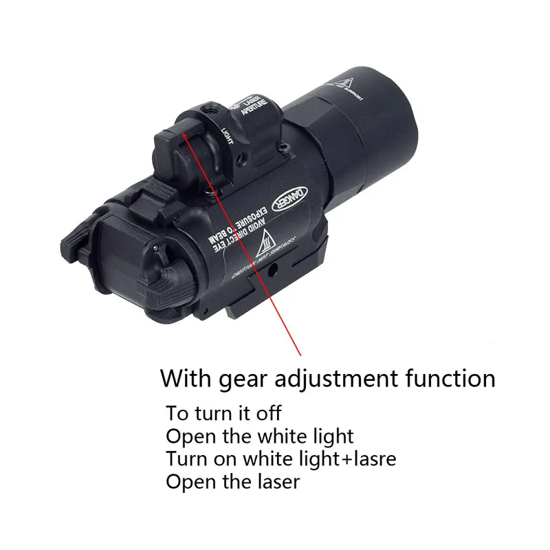 Tático surefire x300 x400 x400u ultra vermelho verde mira laser lanterna led rifle scout luz para picatinny weaver trilhos montagem