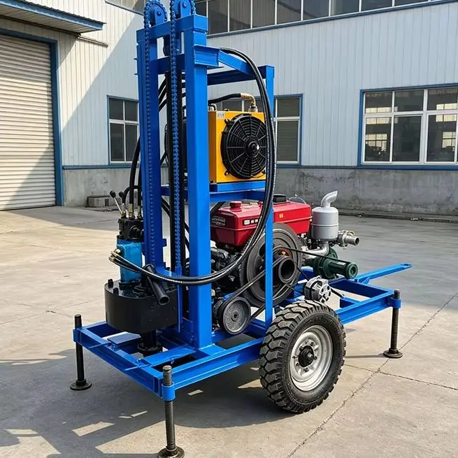 Foreuse à levage lourd personnalisée 30HP 100M, compacte, sur roues, opération efficace, machine de forage de puits d'eau robuste
