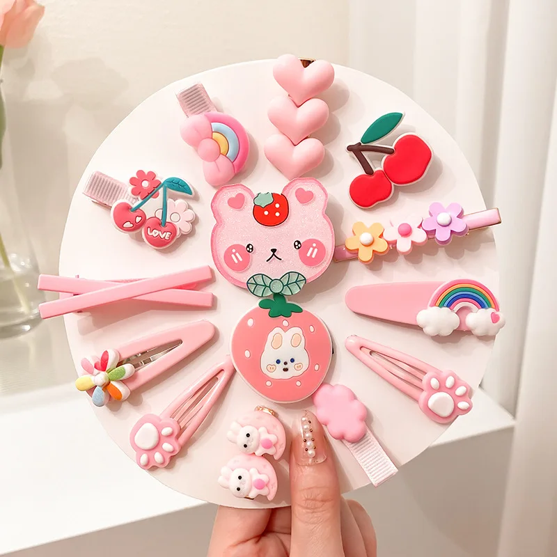 Children\'s Hair Clip Toddlers Headgear Little Girl Hair Clips Cute Princess Fruit Rabbit Rainbow Barrettes Baby Bangs Headdress