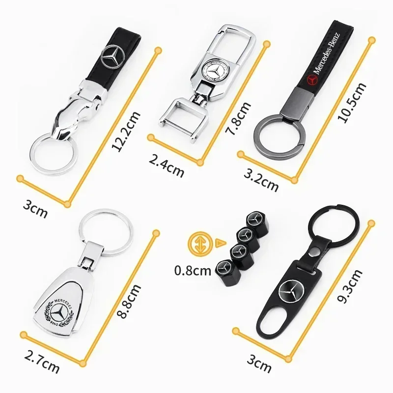 جديد W201 W220 2025 المعادن/الجلود سيارة التصميم المفاتيح مفتاح سلسلة حلقات اكسسوارات لمرسيدس بنز AMG A B C E S الفئة GLC GLK