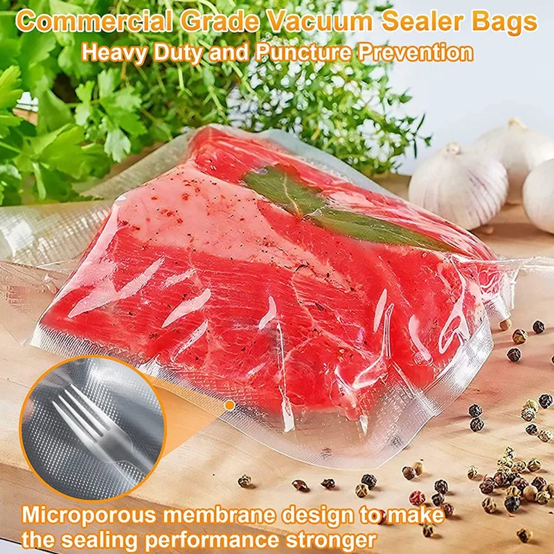 Rouleaux de sacs sous vide alimentaires, sacs d'emballage sous vide, sacs de rangement sous vide, cuisine domestique, 5 rouleaux