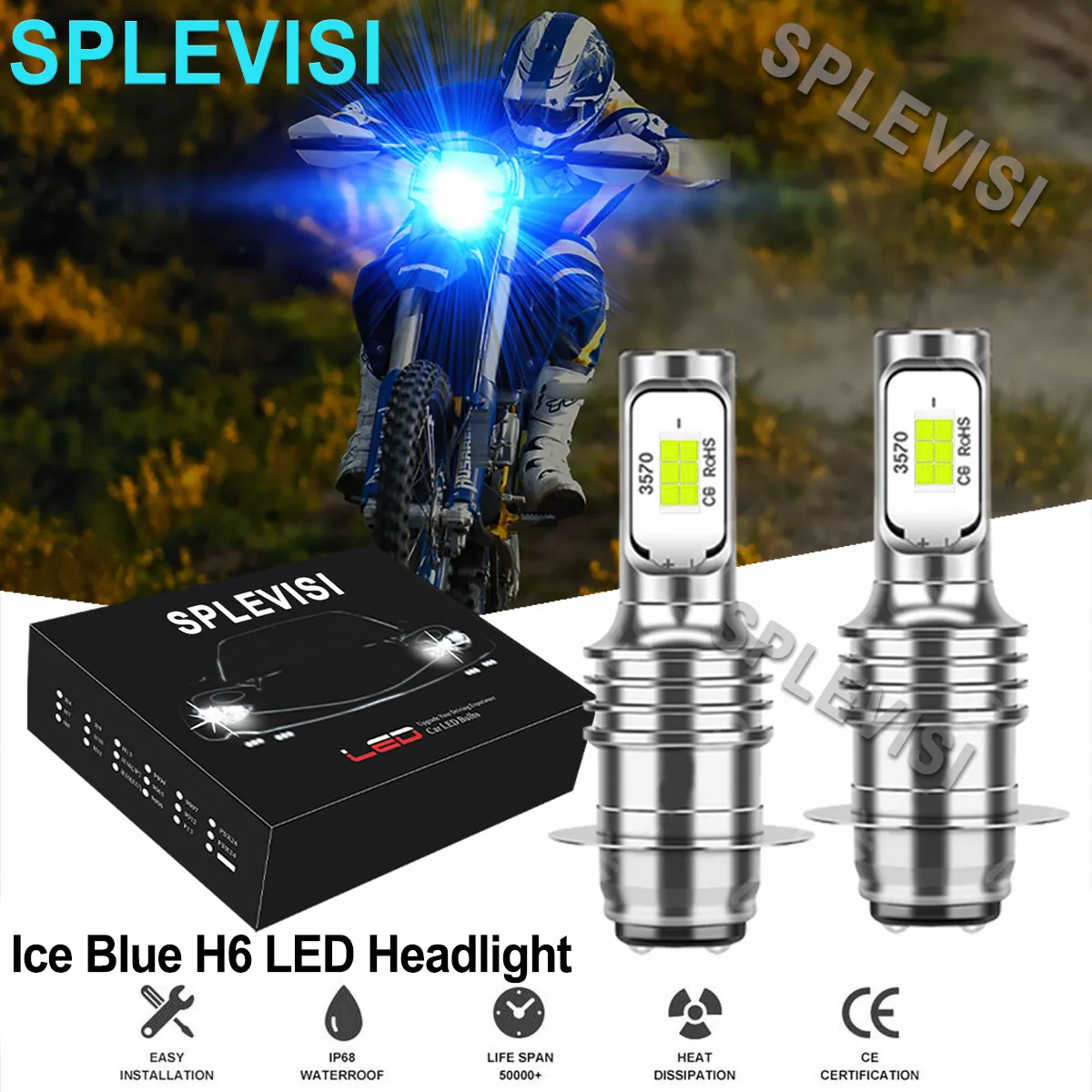 

2x70W 8000K Ice Blue LED Motorcycle Headlight Bulbs For Husaberg FE390 2010-2012 FE450 2009-2011 FE570 2009-2012 TE125 2012-2013