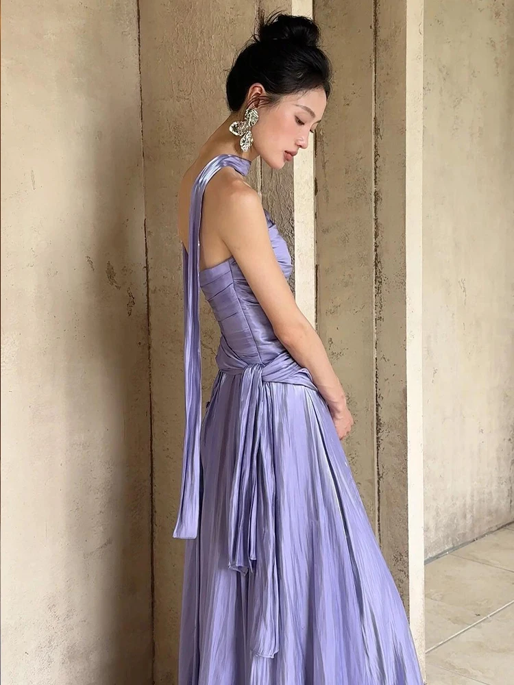 

Ele Purple Evening Gown Wedding Dr High Waist Svel Long Skirt Luxury Bride-to-be Ceremony Dinner Par Dr