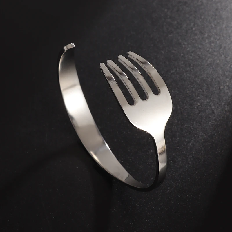 Fashion Creative Design Stainless Steel Curved Cutlery Fork Sleeve Bracelet Men\\\\\\\'s Ladies Personality Leisure Jewelry Gift