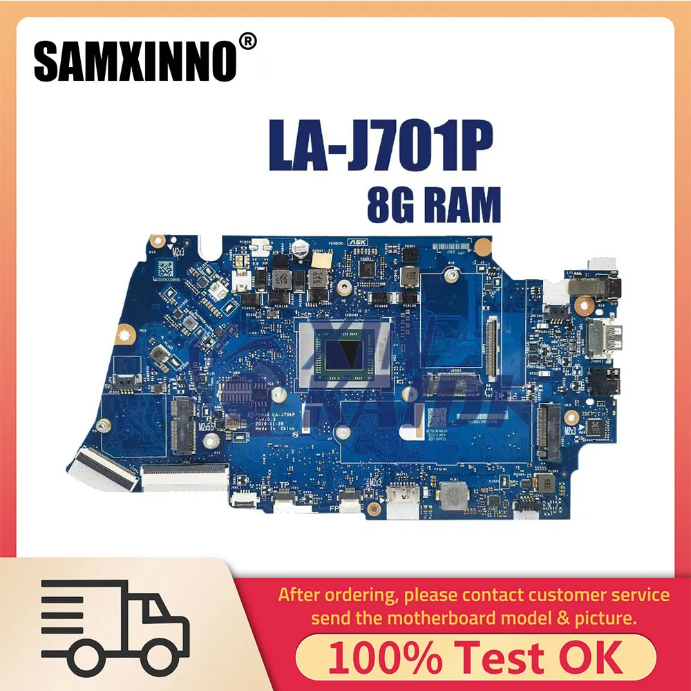 Notebook Mainboard For Lenovo Ideapad 5-14ARE05 LA-J701P Laptop Motherboard With AMD R7-4700 CPU 8G-RAM,100% test OK