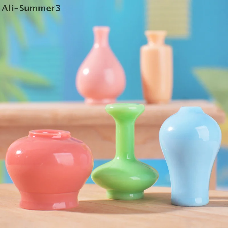 8 قطعة زجاجات زهرية ملونة صغيرة/الأواني دمية يدوية المنمنمات زهرية بيت الدمية ديكورا المطبخ زخرفة DIY بها بنفسك اكسسوارات