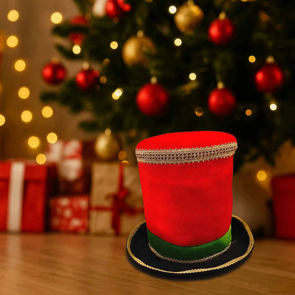 Plastic Christmas Welcome Hat Checkered Comfortable Glitter Sequin Christmas Hat Ornaments Cosplay Christmas Party Cap