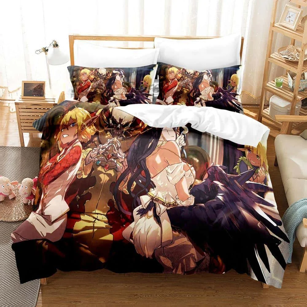 Fashion OVERLORD Bedding Set Single Twin Full Queen King Size Bed Set Adult Kid Bedroom Duvet cover Sets 3D Print Skeleton Anime