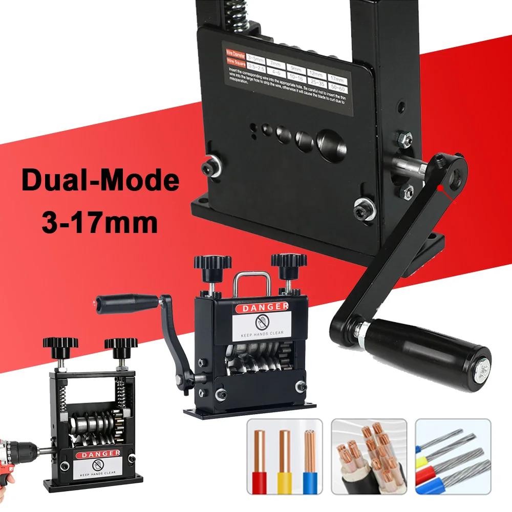 Machine à dénuder les fils portable, outil à 6 trous pour dénuder les câbles de 3 mm à 17 mm, dénudeur de fils connectable à la perceuse manuelle et électrique, pour atelier domestique, outil de