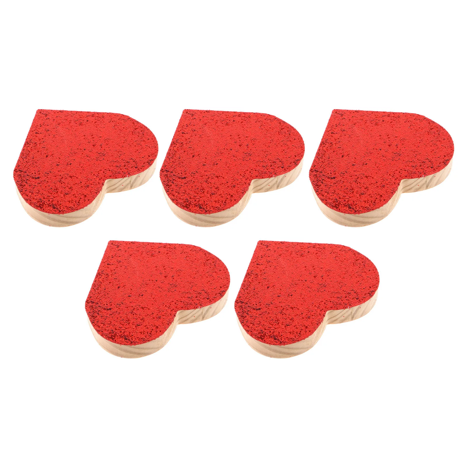 

5pcs Small Glitter Wood Heart Slices Diy Crafts For Valentine'S Day Decor Wooden Cutouts Party Decoration Heart Ornaments Bulk