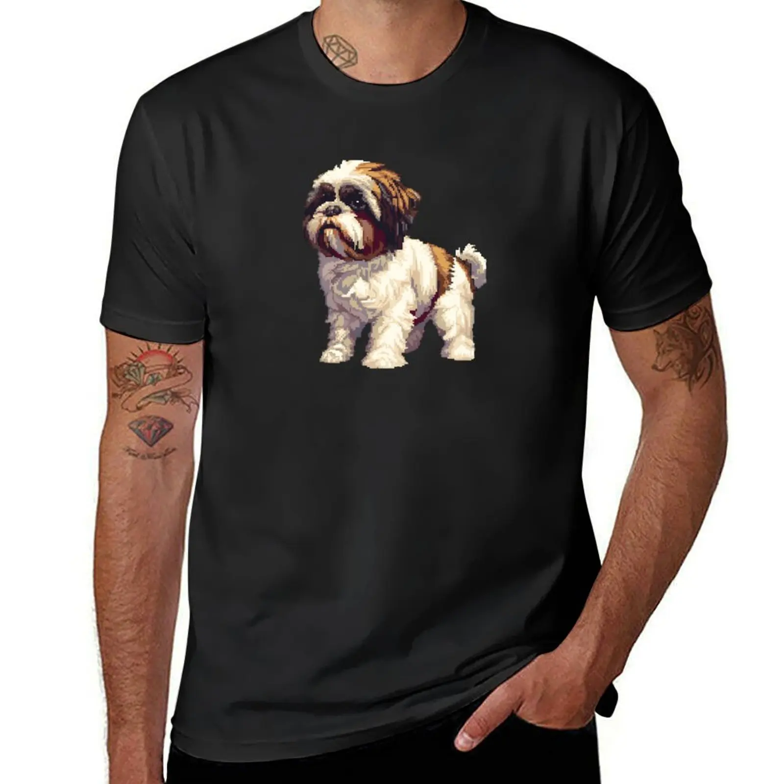 Pixel Shih Tzu T-Shirt for a boy customs design your own blacks Men's t-shirts