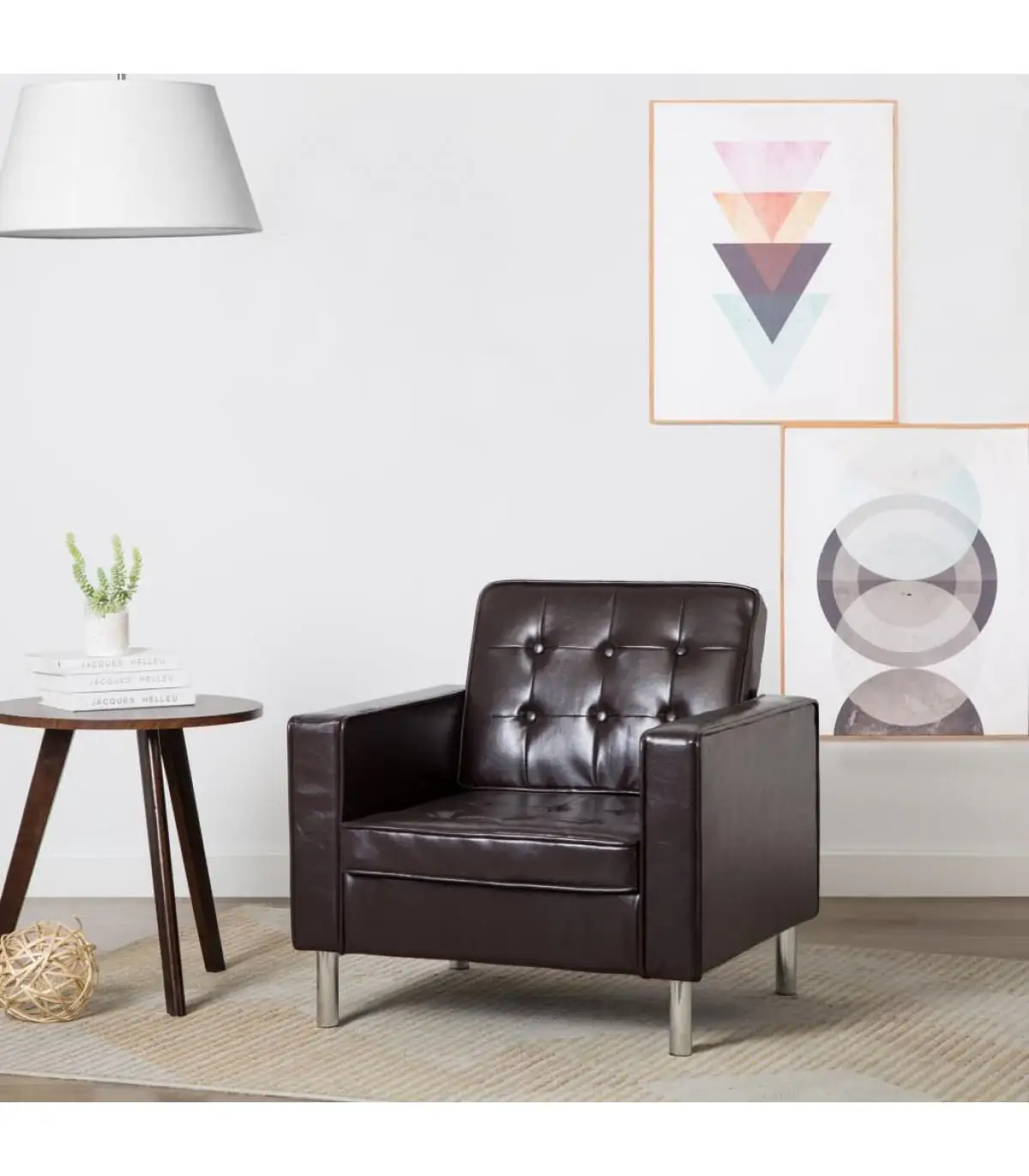 Brown synthetic leather armchair