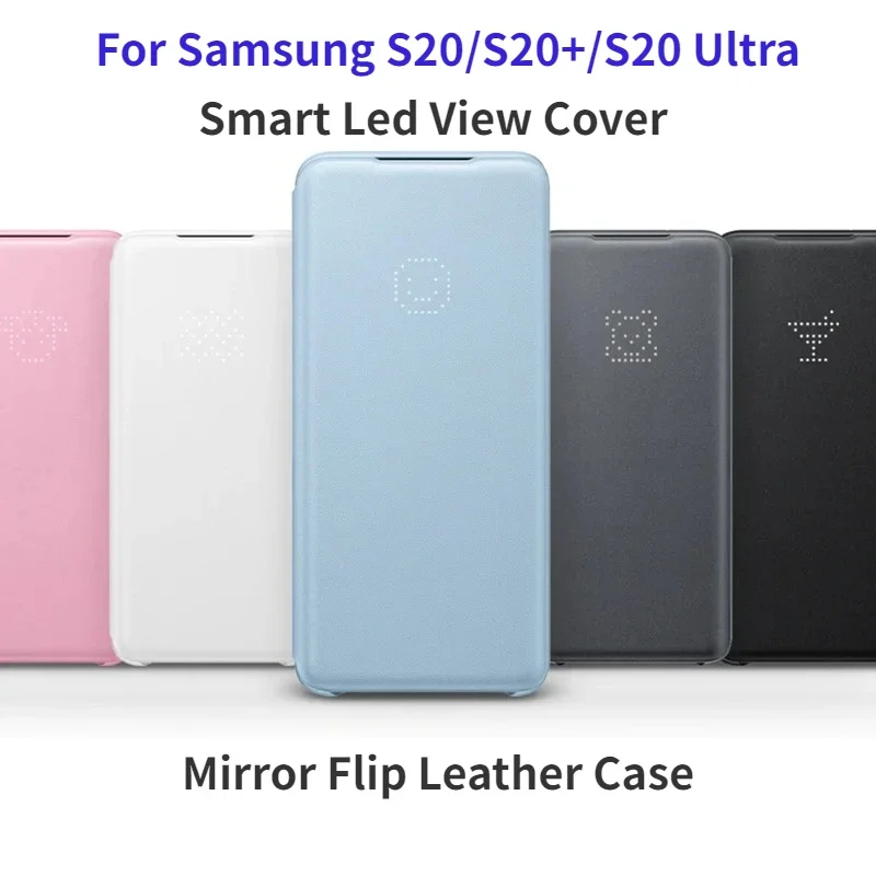 

LED Mirror Flip Leather Case For Samsung S20 S20+ S20 Plus LED Smart View Cover S20 Ultra Phone Wallet Flip Protective Case