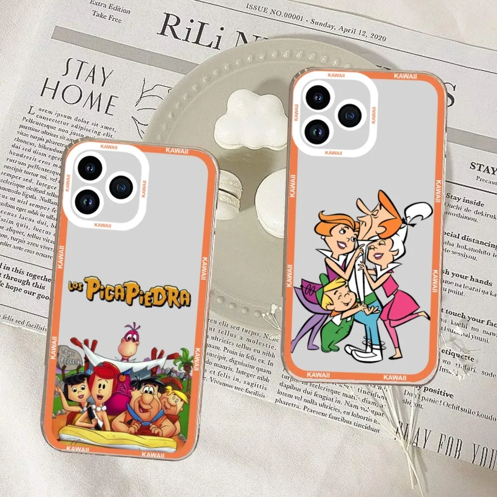 

The Cartoon F-Flintstones Phone Case For iPhone 11 12 Mini 13 14 15 Pro Max Transparent Shell