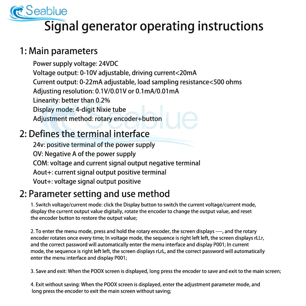 4-20mA 0-10V Voltage Signal Generator DC 24V Power Supply Digital Display Current and Voltage Transmitter Measuring Instrument