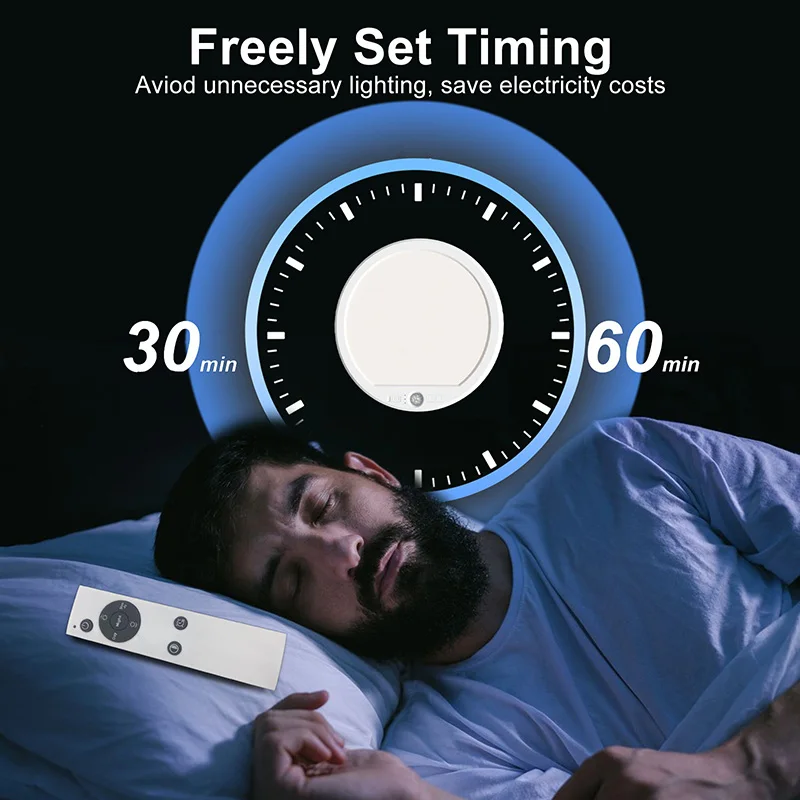 مصباح سقف LED مستدير قابل لإعادة الشحن مع جهاز تحكم عن بعد، شحن USB لتركيب مغناطيسي لدرج الدش