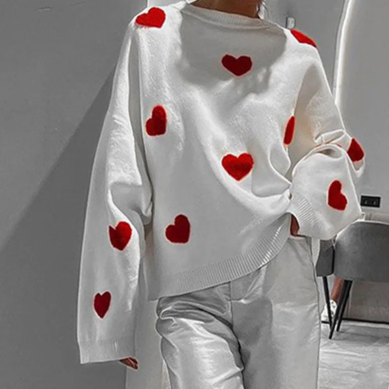 

Embroidered Love Sweater Street Wind Women's Knitted Pullover in Autumn and Winter 2025