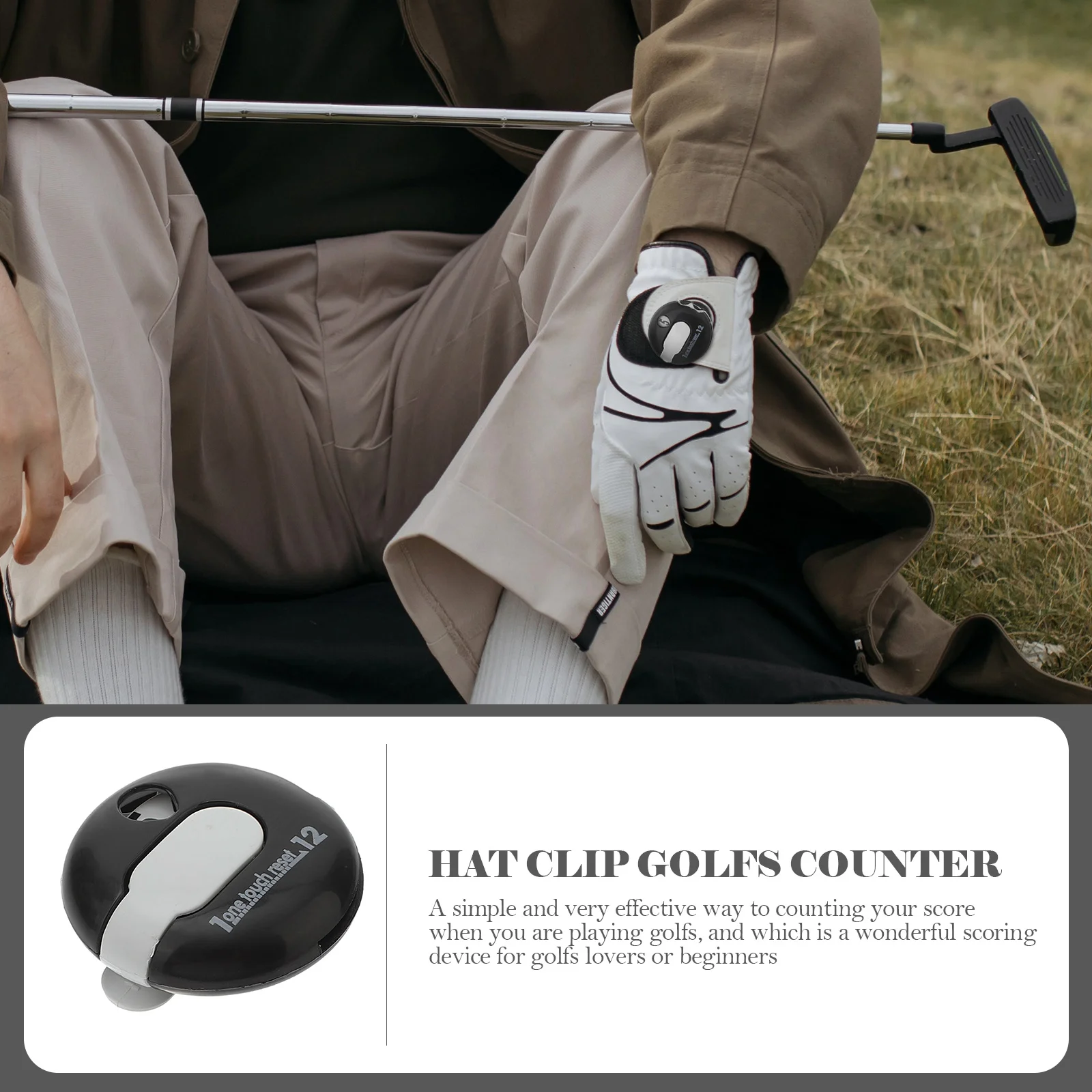 

Golfing Score Counter White Clip Type for Clothes Glove Hat Wearable Portable Compact Mini Scoring Tool for Outdoor Golf Play