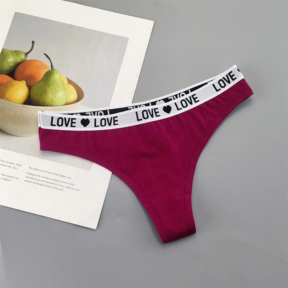 3 ks "Love" letters Belt Bavlněné tanga Sexy nízký pas T-back G-string Módní sportovní spodní prádlo Jóga Fitness kalhotky - náhled 3