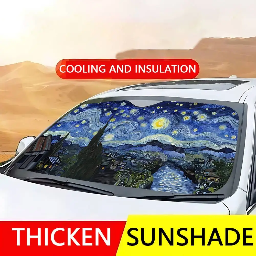 Starry Night V-Van G-Gogh Car SunShade Windscreen Cover Windshield Car Window Sun Shade Auto Visor Car Accessories view 6