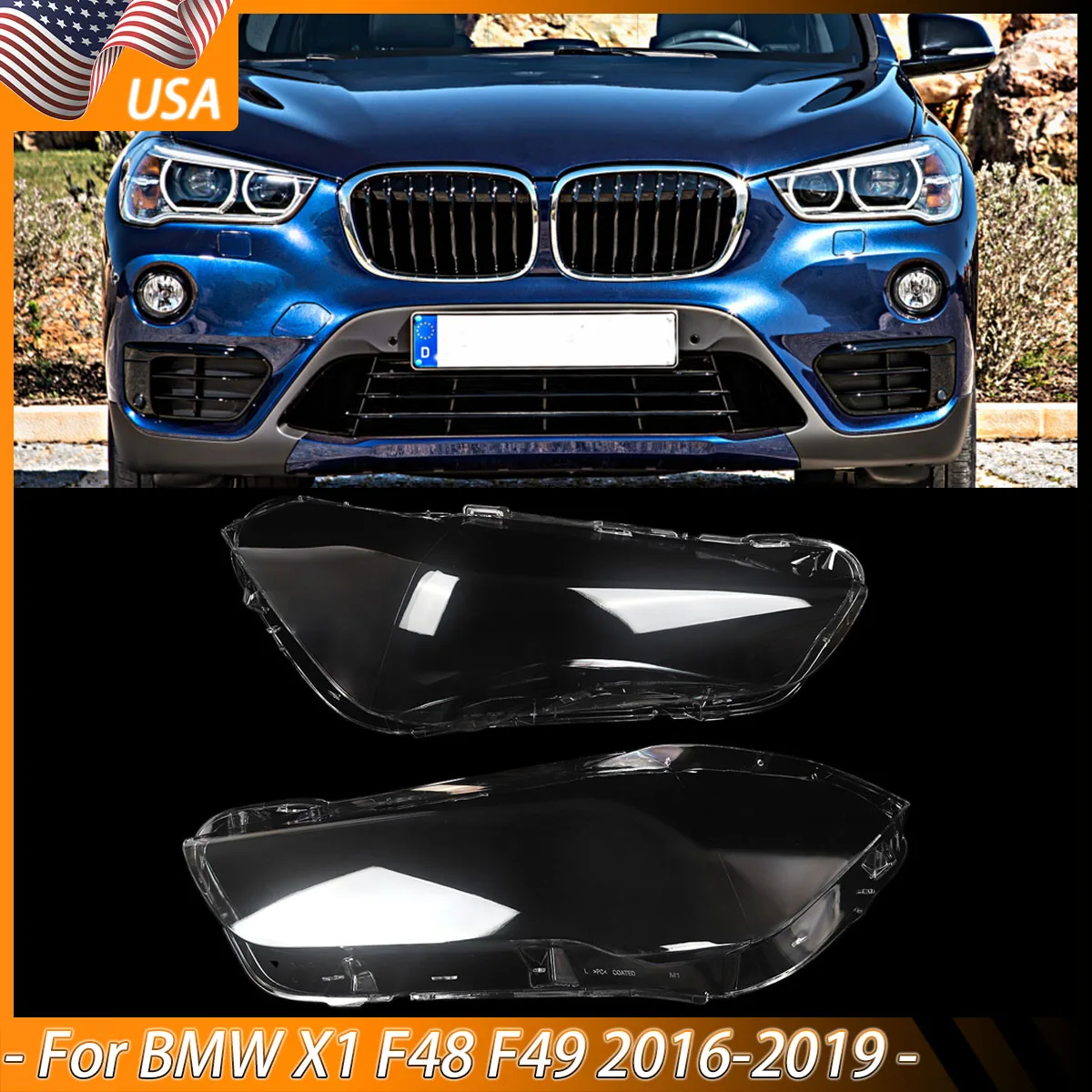 

Для BMW X1 F48 F49 Sport 4-дверный 2016-2019: Левая и Правая Защитная Крышка/Кожух Фары, Автозапчасти