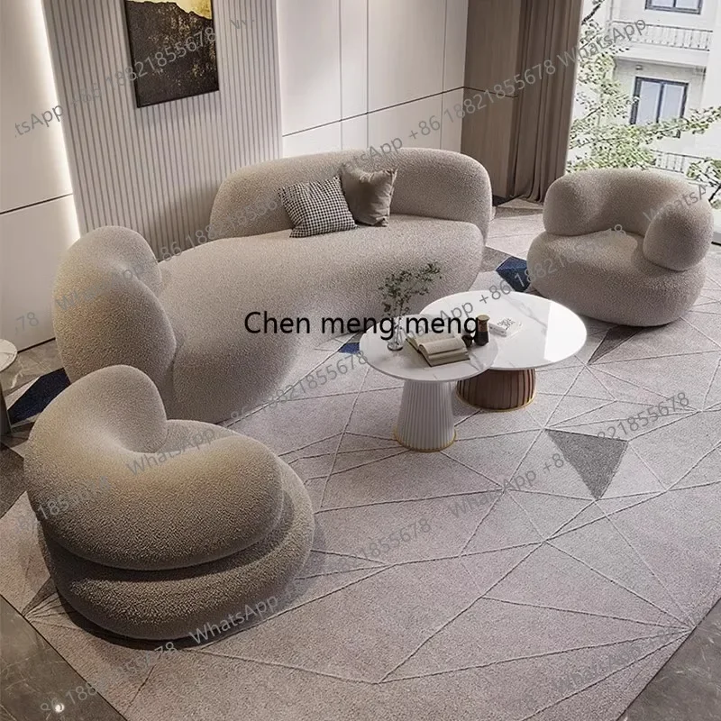 

Изогнутый диван F150 из ткани с имитацией овечьей шерсти, журнальный столик для небольшой квартиры, отеля, гостиной, салона красоты, магазина одежды