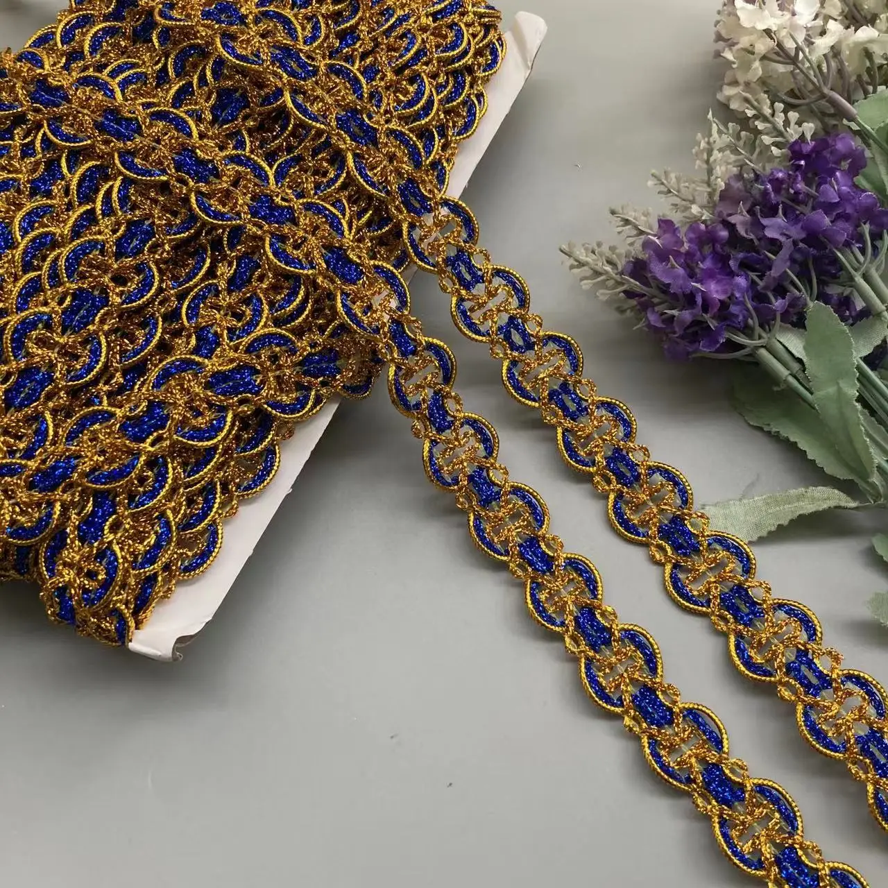 2 Meters Blue Sequin Gold Lace Trims Big Wide Sewing Hat Curtain Dress Accessory Diy Handmake Craft Wedding Fabric Decoration