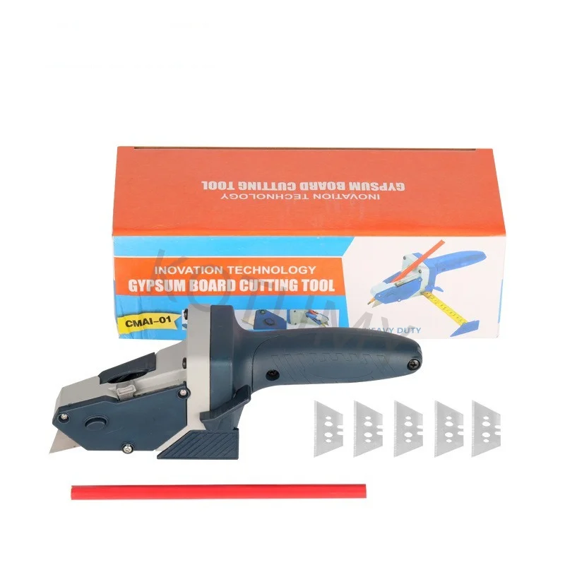 Multifunctional Hand Gypsum Board Cutting Tool Drywall Cutter With Scale Ruler Spare Blades And Pencil For Plasterboard Cutting