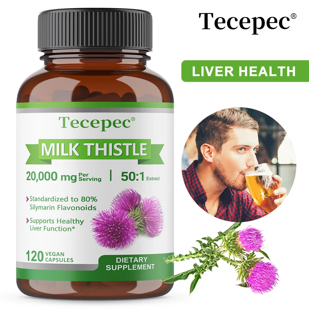 

Premium Milk Thistle Capsules, 80% Milk Thistle Flavonoids, Dietary Supplement, Liver Protection, Detoxification, and Cleansing