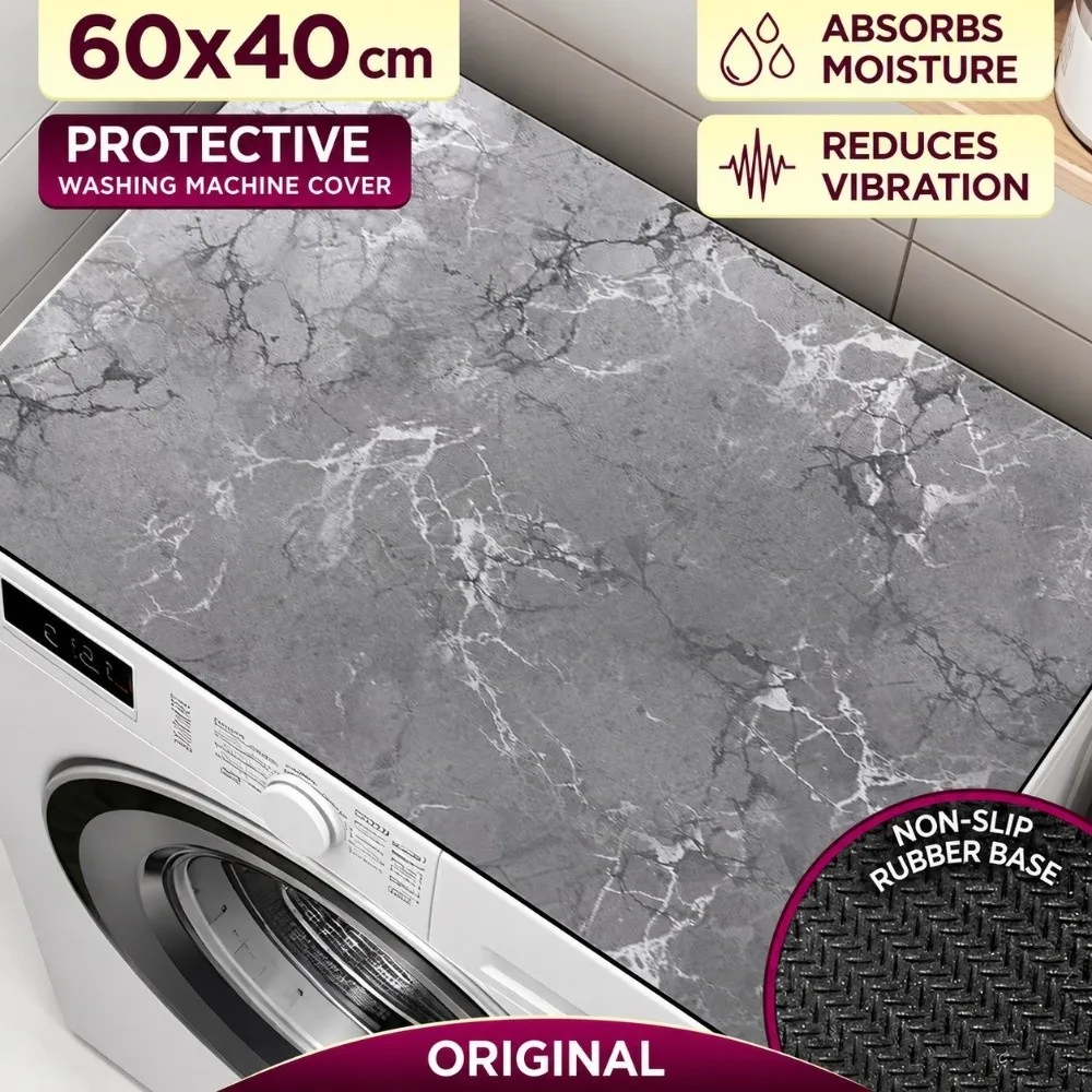 Marble Pattern Washer Dryer Dust Cover Mat Non Slip Doormat Washing Machine Top Protector Pad Absorbent Bathroom Carpet Home