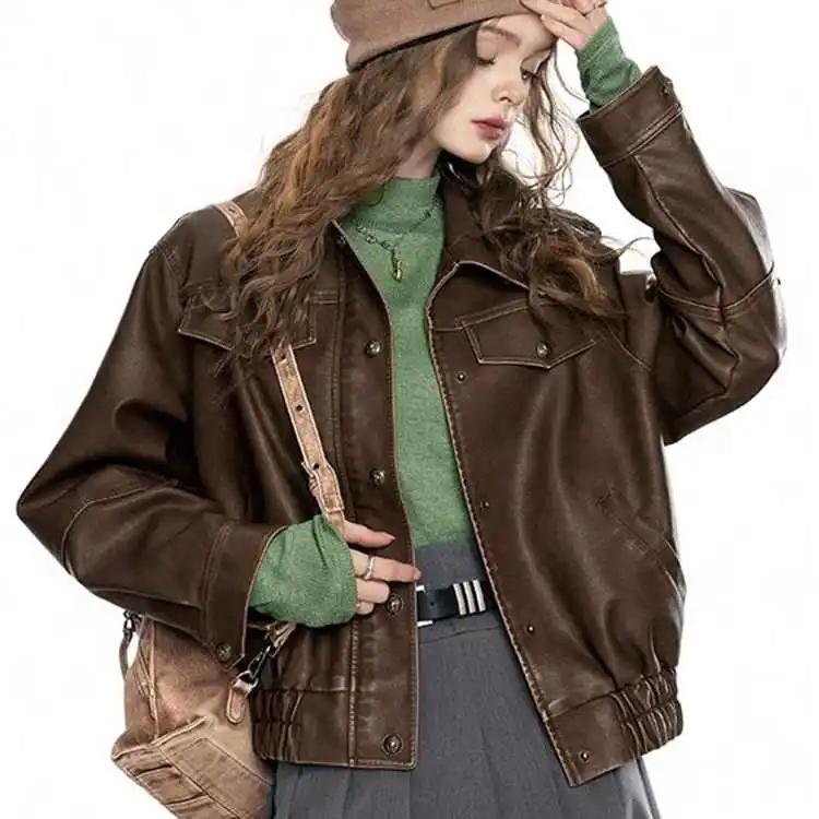

American Retro Maillard Style Jacket For Women'S 2025 Autumn And Winter New Fashion Loose Temperament Short Jacket