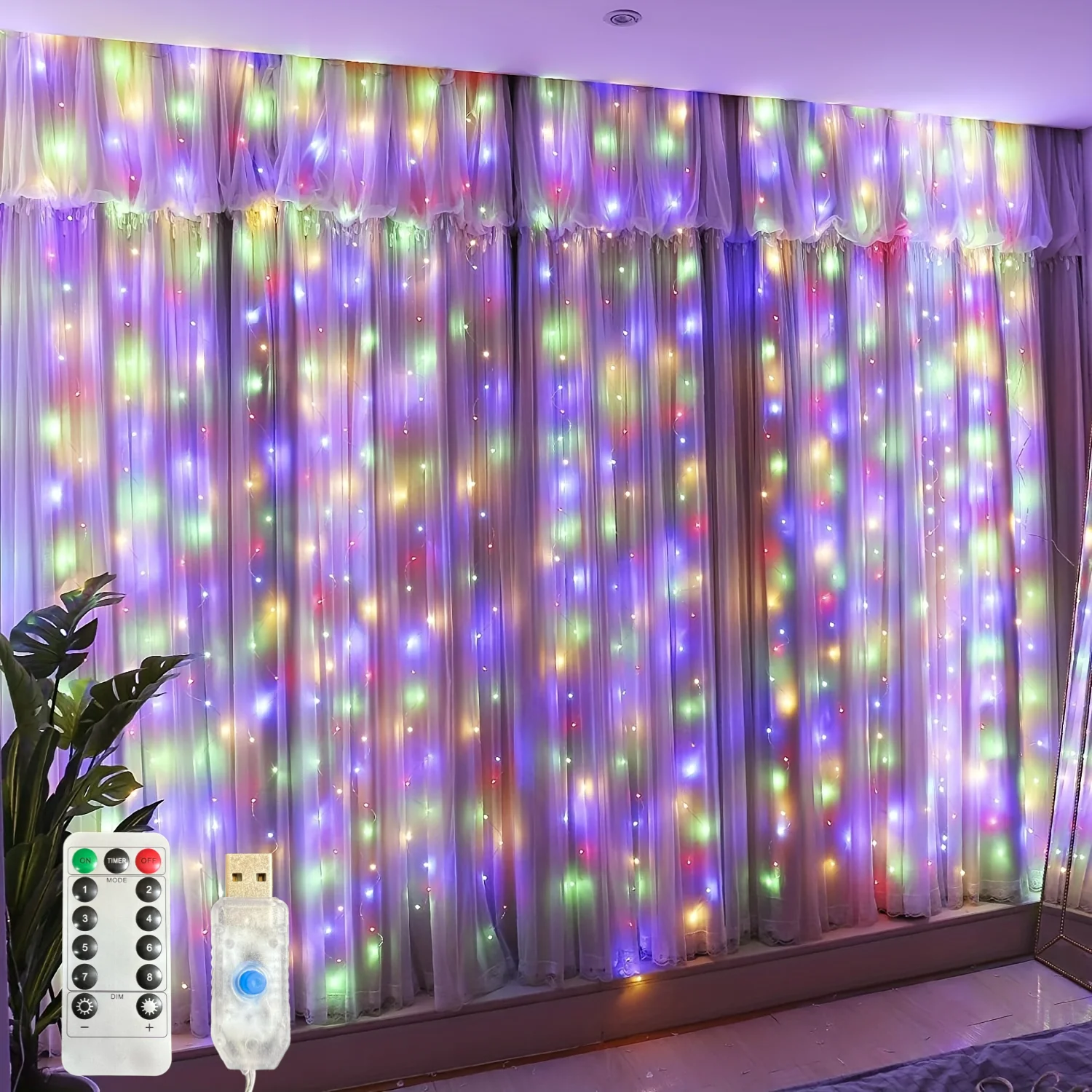 USB-Weihnachts-LED-Lichterketten, Innen-Lichtvorhänge, Geeignet für Schlafzimmer, Hintergrundbeleuchtung, Festbeleuchtung