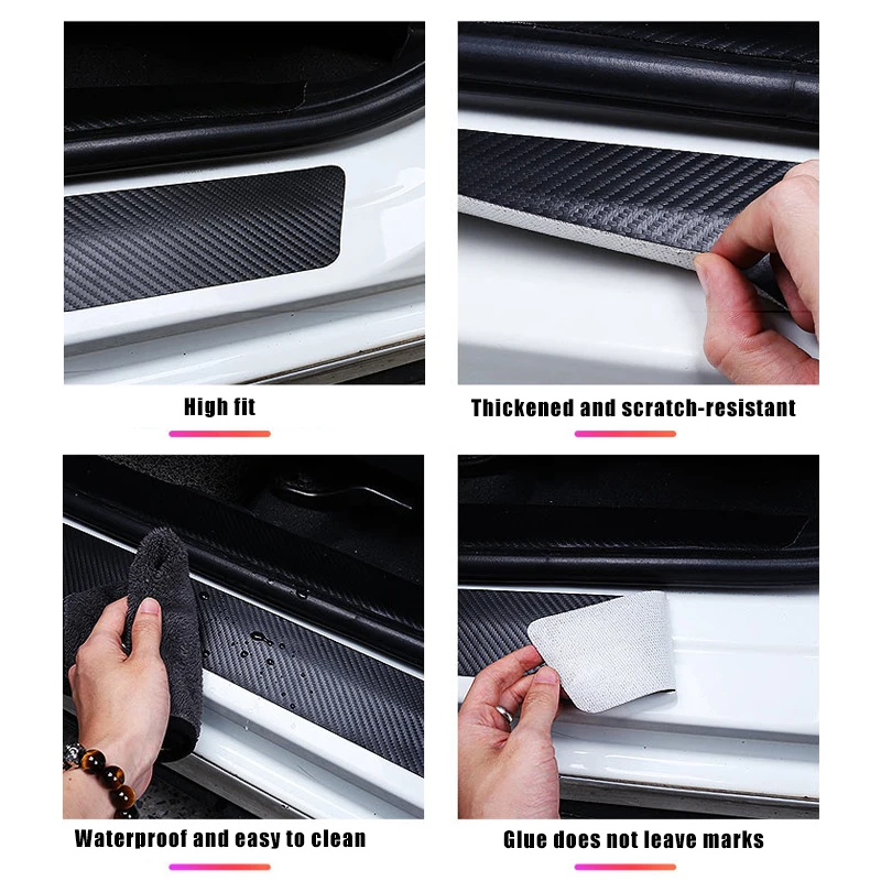 Car Door Sill Decals for Nissan NP300 Rear Trunk Bumper Carbon Fiber Water Proofing Protective Tape Interior Durable Stickers