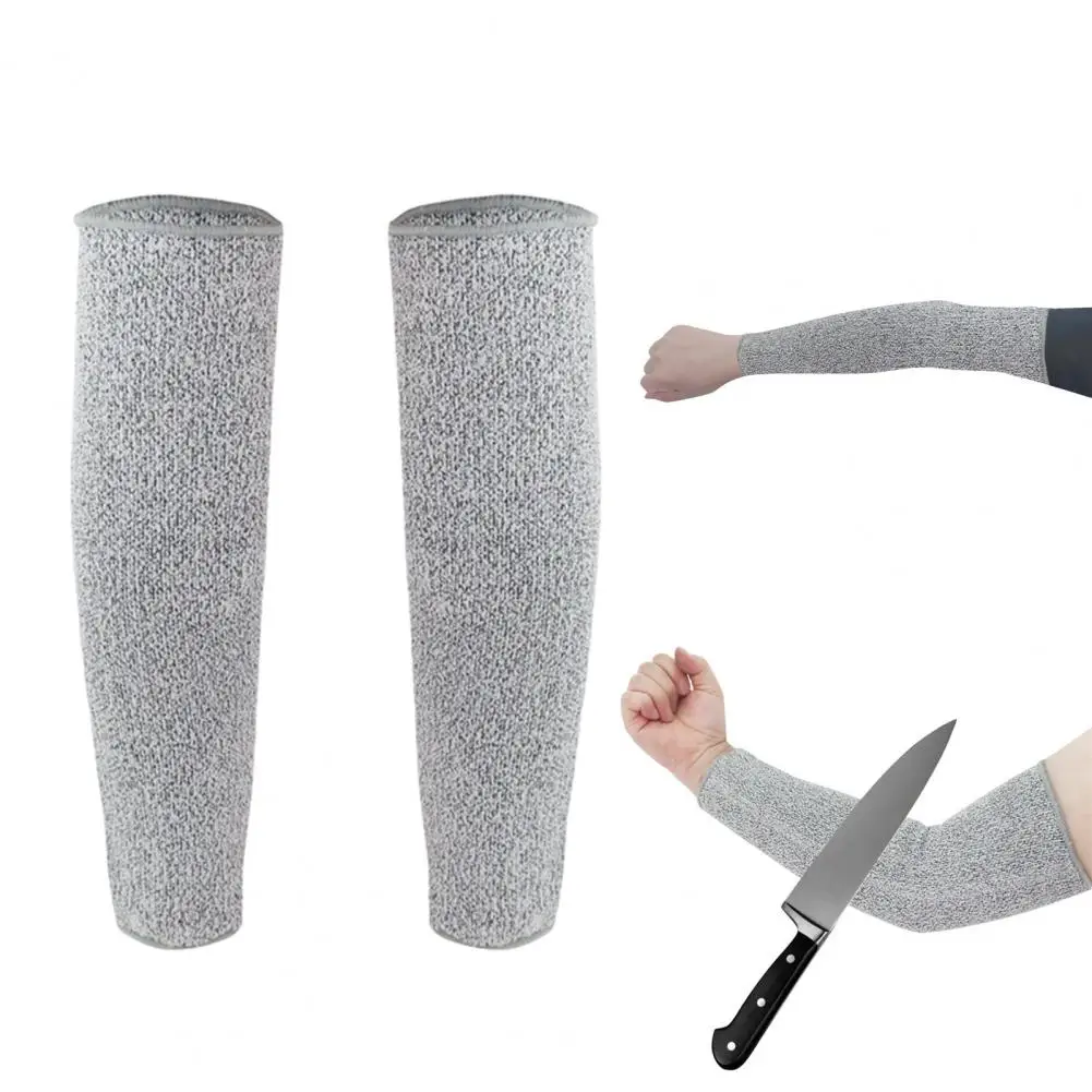 1 par reutilizável nível 5 hppe corte resistente mangas de braço proteção de trabalho guarda de braço sem dedos com buraco polegar capa de manga de braço